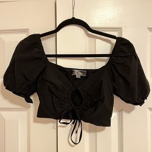 Blue Blush Tie Front Crop Top